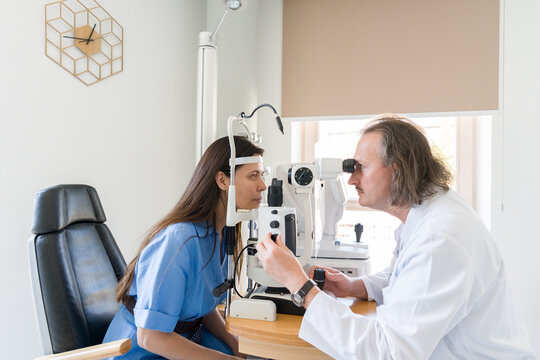 Eye Examination Taking Place in a Doctor's Office