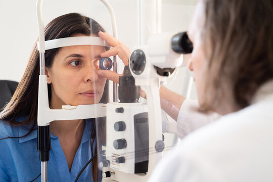 Patient Eye Exam Performed By Ophthalmologist
