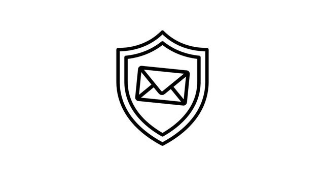 Mail, email, E-mail and message protection animated icon. Letter or envelope with shield security animation motion video. Secure digital address, web, business contact