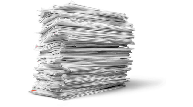 stack, paper, pile, document, documents, papers, paperwork, office, work, isolated, PNG on Transparent background