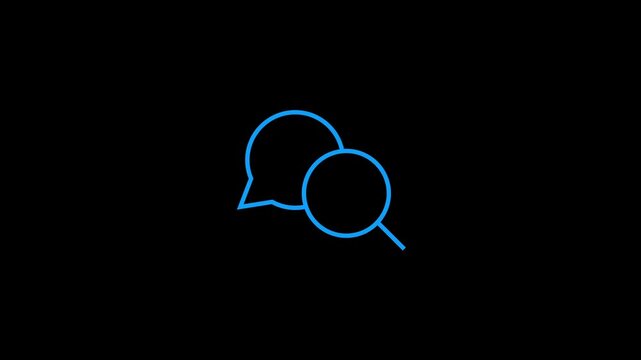 Minimalist blue line art animation representing inquiry and communication concepts.
