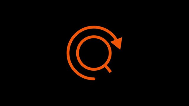 A motion graphic of a searching icon that animates with an arrow circling around it.