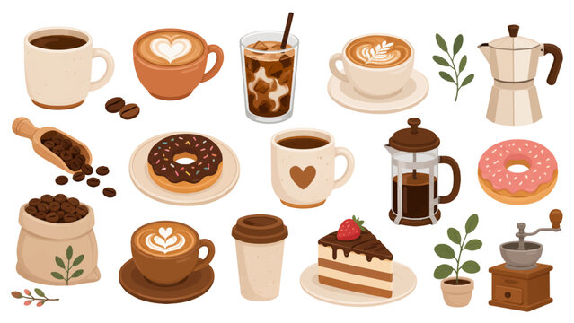 コーヒー・カフェグッズベクターイラストセット