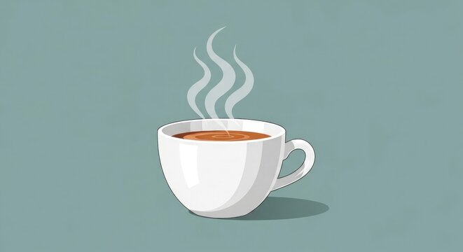Steaming cup of coffee on a calm morning