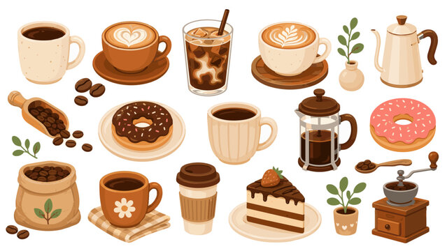 コーヒー・カフェグッズベクターイラストセット