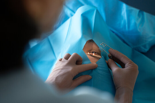 Eye Surgery in a Clinic With Medical Staff and Patient