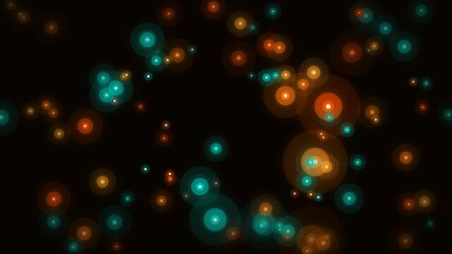 Quantum Orange Node Network Animation - Warm Energy Connected Particles 4K Seamless Loop