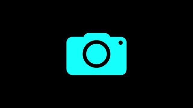 Camera icon animation for photo capture and recording use. Simple camera symbol motion for media and content creation. Clean visual camera indicator for video projects. Camera icon animation.4k video