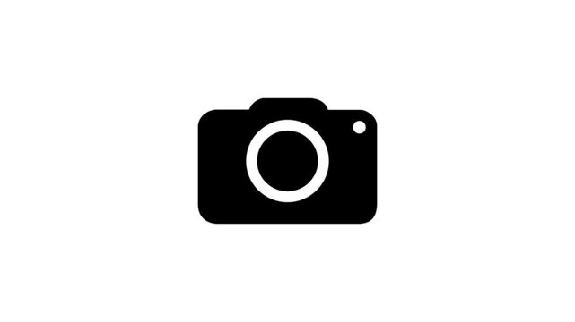 Camera icon animation for photo capture and recording use. Simple camera symbol motion for media and content creation. Clean visual camera indicator for video projects. Camera icon animation.4k video