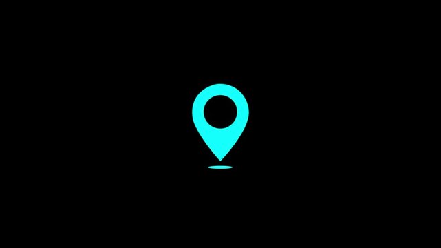 Location pin icon animation map marker and navigation point. Map location pin design for place address and destination marking. Digital location icon animation for map navigation and position.4k video