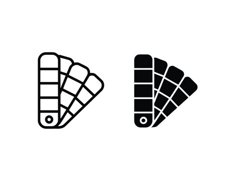 Two of color swatch palettes in outline and solid black styles for and printing projects