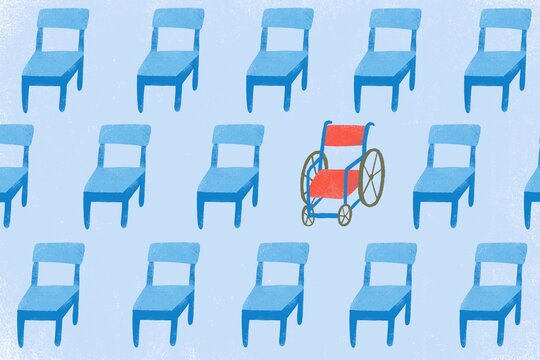 Pattern of chairs with one wheelchair 