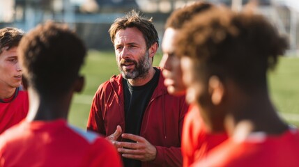 Obraz premium football coach talking to his players