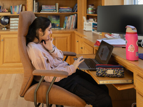 A girl doing homework 