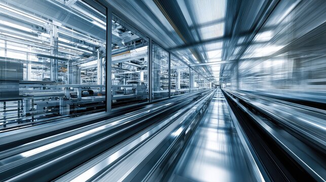 Modern Industrial Facility with Pipes and Machinery in Motion