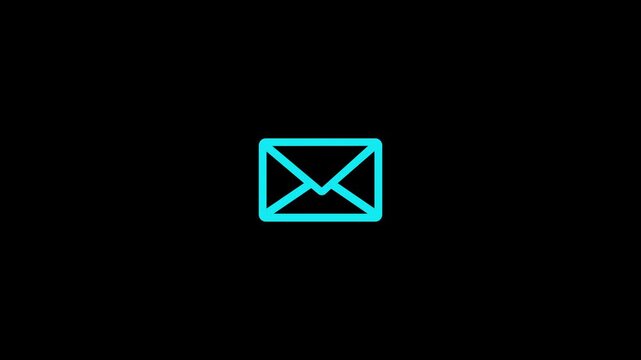 Cyan color message box icon animation. Animation of Message box open 