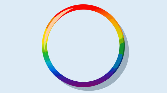 A flat vector illustration of a round blank pin button badge with a full spectrum rainbow gradient border and a clean white face ready for custom text or logo placement, ideal for event merchandise mo