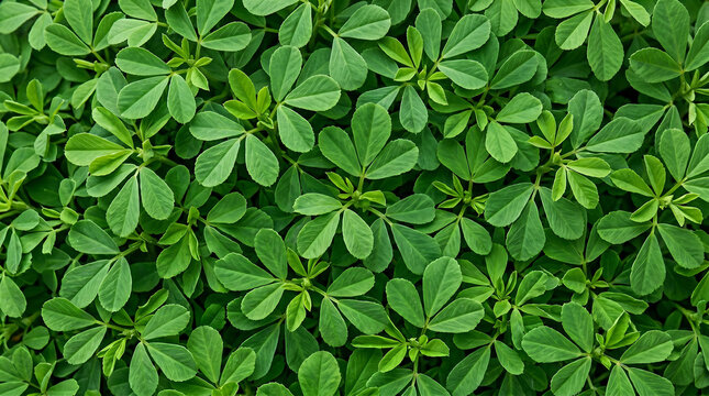 Seamless Background of Lush Green Palmately Compound Leaves in a Dense Natural Foliage Pattern