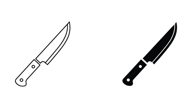Kitchen chef knife icon set for professional cooking and culinary restaurant design assets