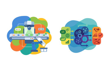 Naklejka premium Advanced Industrial Automation and Data Driven Workflow Systems for Modern Business Optimization