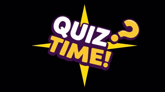 Quiz Time Animated Logo with Star Burst Pop Effect Overlay Alpha Channel 4K