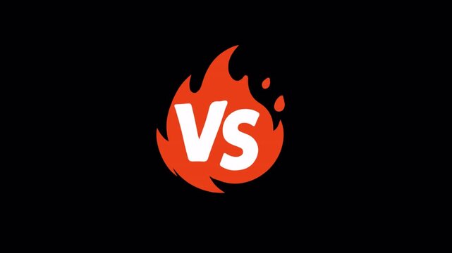 Comic Fire Versus VS Text Animation, Versus Battle Logo Alpha Channel