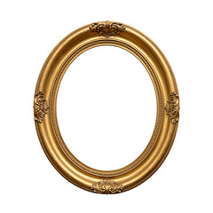 Obraz premium Antique golden frame with an oval shape and intricate ornamentation
