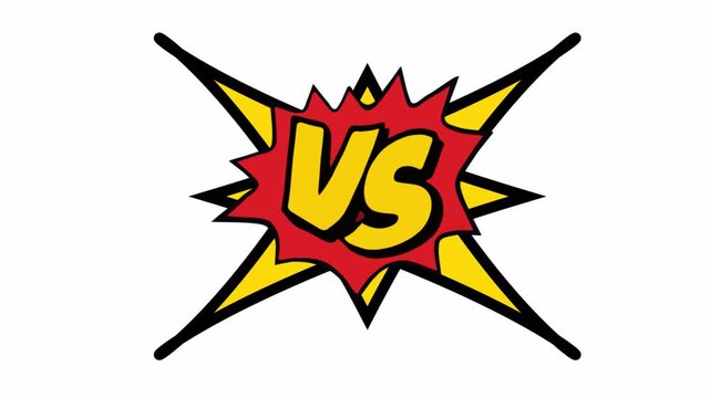 Versus VS comic text Animation with Explosive Pop Art Effect on White Background