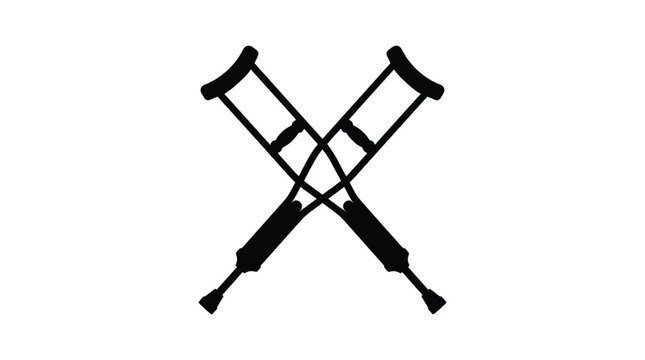 Crutches Silhouette On White Background A Minimalist Design