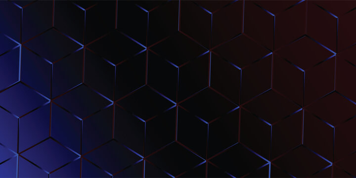 Futuristic Isometric Blue Cube Pattern