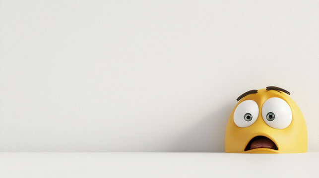Cartoon face with surprised expression and wide eyes, yellow color, simple design, low resolution, playful character