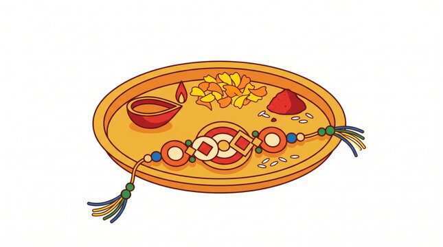 Rakhi thali with diya and kumkum powder for Raksha Bandhan celebration