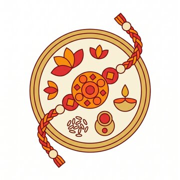 Rakhi thali with diya and kumkum container for Raksha Bandhan celebration