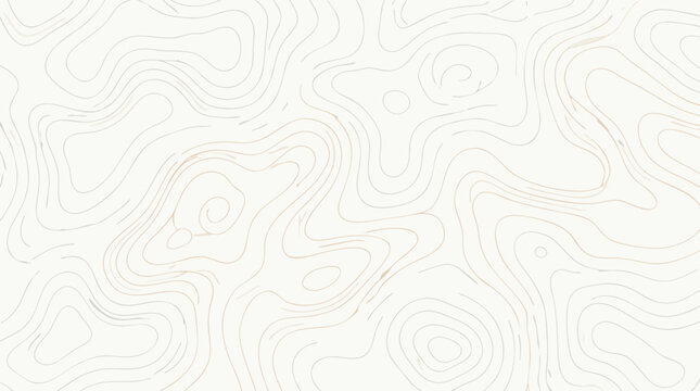 Abstract topographic contour map with cream orange and blue flowing lines representing cartography geography terrain elevation mapping and earthy natural patterns flat vector illustration