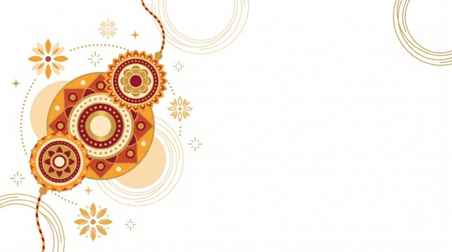 Rakhi bracelet on decorative banner background for Raksha Bandhan celebration