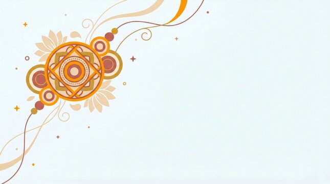 Rakhi bracelet on decorative banner background for Raksha Bandhan celebration