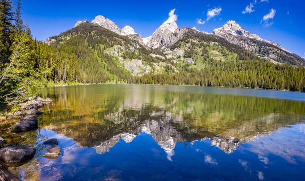 Bradley Lake Reflecting Teton Mountain Peaks