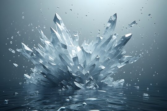 Abstract Supercooled Water Instant Crystallization Front, Ice Crystal Dendrite Propagation Physics Art Texture Background