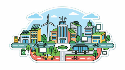 Fototapeta premium A futuristic cityscape with sustainable buildings and eco-friendly transportation systems