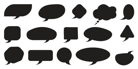 Fototapeta premium Collection of black speech bubbles and thought clouds