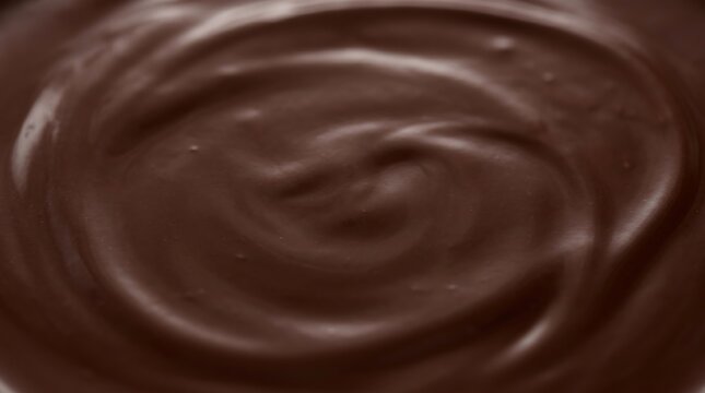 Smooth chocolate texture with swirly pattern on melted chocolate surface