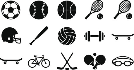 Black sports icons on white background © Mst. Taslima Akhter