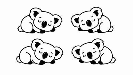 Cute Sleeping Koala Bears Cartoon Illustration © aditya