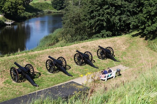 View of cannons at Fredericia Vold in Denmark