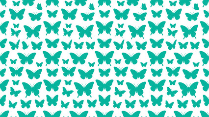 Fototapeta premium Seamless Pattern with Teal Butterflies on White Background. Vector EPS 10.