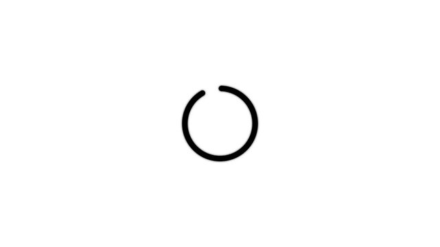 Animation of a loading spinning load wheel. Waiting for download. White circle on a black isolated background.loading wheel oval graphic animation spinning on transparent background.4k video