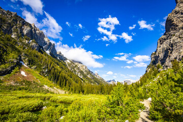 Panoramic Grand Teton Range Cascade Creek Trail © PhotoSpirit