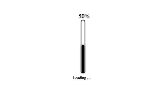 Vertical loading bar with thirty percent progress indicator and loading text on a white background for software installation or web page buffering