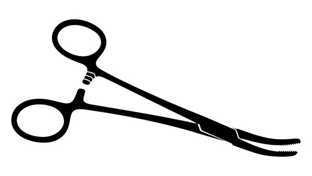 Medical hemostat forceps icon, surgical instrument for clamping blood vessels