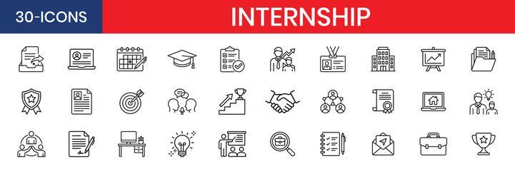 Internship Career Thin Line Vector Icon Set © IconNest